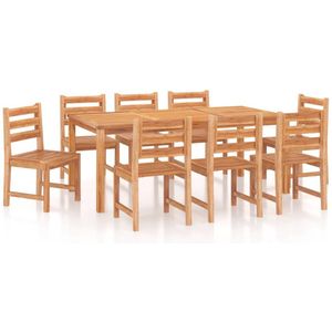 9-delige tuinset van massief teakhout Eetkamerstoel - Teak Meubel - Buitentafel - Tuinbank - Outdoor Furniture