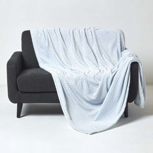 Homescapes Mora Fluwelen Jacquard Deken - Sprei Lichtblauw, 130 x 160 cm