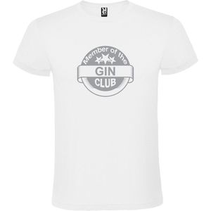 Wit  T shirt met  "" Member of the Gin club ""print Zilver size M