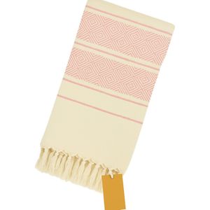 Extra groot strandlaken – XXL strandlaken – 200 x 200 cm – lichtroze - luxe katoenen strandhanddoek – XXL badhanddoek – reishanddoek – hamamdoek - dubbelzijdig – ruit – lichtgewicht – sneldrogend – zandafstotend- Ibiza stijl badlaken - Viva Dune