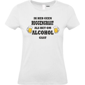 Dames T-shirt Ik heb geen Ruggengraat als het om Alcohol gaat | Oktoberfest dames heren | Carnavalskleding heren dames | Foute party | Wit dames | maat XXL