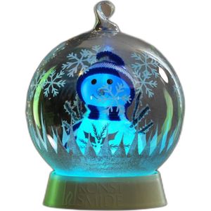 Konstsmide 3408 - Kerstdecoratie -1 lamps LED glasbol sneeuwpop autom kleurwissel - 6u timer - op batterij - voor binnen - multi