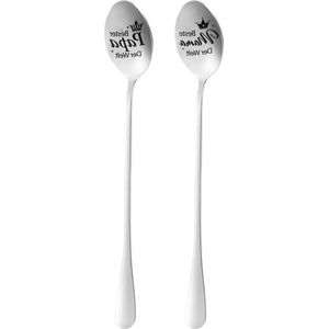 Gegraveerde koffielepels - Opbergdoos - Kerstcadeaus - Ouders - Gegraveerde lepel - Roerlepel - Roestvrij staal - Kooklepel - Keuken - Mama - Papa .