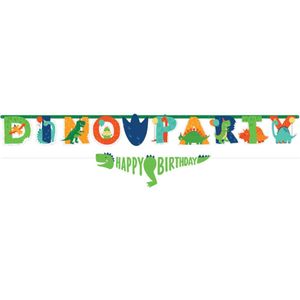 letterslinger - dinofeest - 230 cm - junior - karton - groen - 2-delig