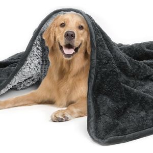 Deken voor honden, super zachte, pluizige premium huisdierdeken, wasbare deken voor katten, huisdier puppy's, zachte warme mat, wollige hondendeken voor bank, reizen, 80 x 100 cm, grijs