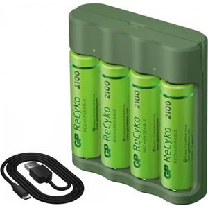 GP Recyko+ PB420 AA/AAA batterijlader inclusief 4x AA 2100mAh batterijen