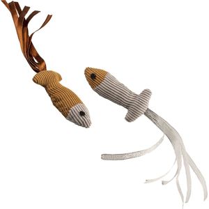 Duvoplus - Speelgoed Voor Dieren - Kat - Cushy Vissen Met Staart 2pc - 20x4x2,5cm Bruin/grijs - 2st