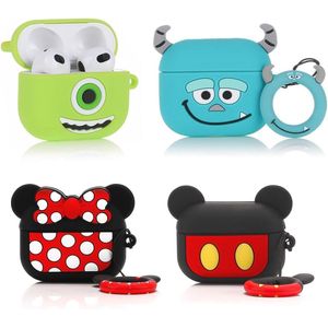 Hoesje voor AirPods 3e generatie - Siliconen Beschermhoes met Schattig Cartoon Ontwerp en Karabijnhaak - 4-Pack