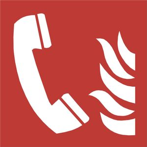 10 Stickers van 10 cm | Brand Alarmtelefoon sticker, ISO 7010, F006