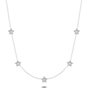 Twice As Nice Halsketting in edelstaal, zilverkleurig, 5 sterren met steentjes, lengte is verstelbaar. 39 cm+5 cm