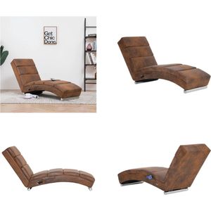 vidaXL Massage chaise longue kunstsuède bruin - Chaise Longue - Chaise Longues - Ligstoel - Ligstoelen