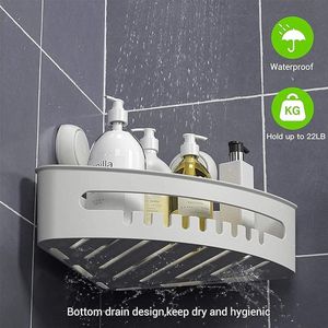 Douche Caddy Hoekplank Badkamer Hoekplank met Sterke Zuignap Doucheplank Voor Badkamer Opslag Douchemand Doucheplank Zonder Boren Badkamerplank Voor voor Badkamer Keuken Shampoo-Wit