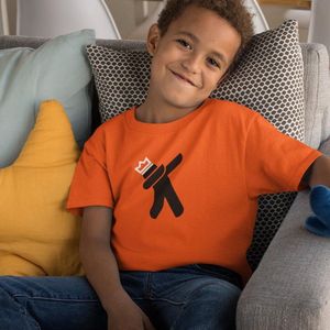 Oranje EK WK & Koningsdag T-Shirt Kind Dab King (5-6 jaar - MAAT 110/116) | Oranje kleding & shirts | WK Feestkleding