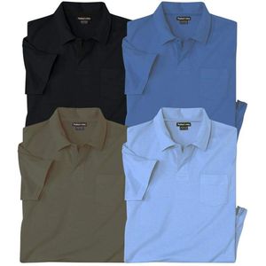 ATLAS FOR MEN - Set van 4 effen polo's van Jersey - Heren - Verkrijgbaar in grote maten - M
