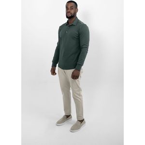 Vercate - Heren Polo Lange Mouw - Strijkvrij Poloshirt - Groen - Turquoise - Slim Fit - Excellent Katoen - Maat M