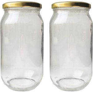 RANO - 2 stuks weckpotten glas 1 liter met sluiting - weckpotjes / opbergpotten / inmaakpot / glazen pot met deksel / glazen potten / weckpot / voorraadpot / weck