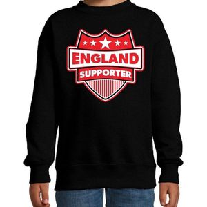 England supporter schild sweater zwart voor kinderen - Engeland landen sweater / kleding - EK / WK / Olympische spelen outfit 122/128