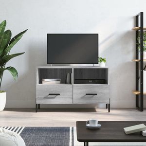 The Living Store Televisiekast Modern Grijs Sonoma Eiken - 80 x 36 x 50 cm - Bewerkt Hout en IJzer
