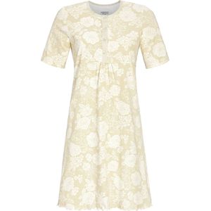 Zandkleurig bloemen nachthemd katoen - Beige - Maat - 46