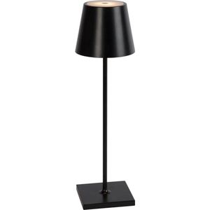 AXFU© Tafel Lamp Zwart - 20 uur licht - Sfeer verlichting oplaadbaar - LED - Luxe tafel lamp - USB-C Oplader - Werklicht en Sfeerverlichting - 38 cm Hoog - Simpele Touch Bediening - Dimbare Standen - Tafel lamp - Warm Wit - Metaal ( RVS ) - 5 Watt