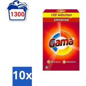 Gama - 3-in-1 Waspoeder - Universal - Voor Alle Kleuren - 130 Wasbeurten - Bulkverpakking - 10 stuks