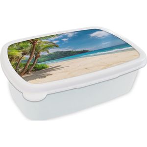 Broodtrommel Wit - Lunchbox - Brooddoos - Strand - Zee - Eiland - Vakantie - 18x12x6 cm - Volwassenen