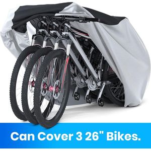 Waterdichte fietshoes voor 2-3 fietsen, 210D Oxfordstof, beschermhoes met tas, 200x105x110cm (zilver-zwart)