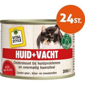 VITALstyle Huid+Vacht - Natvoer - Ondersteunt Bij Huidproblemen En Extreem Verharen - Met o.a. Brandnetel & Sint Janskruid - 200 g - 24 stuks