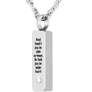 Luxe Ashanger | Met Ketting En Gravering | Ik Heb Jou In Mijn Hart | Assieraad | Zilver | As Ketting | Gedenksieraad | Urn | Incl. As vuller
