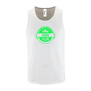 Witte Tanktop sportshirt met ""Member of the Gin club"" Print Neon Groen Size S