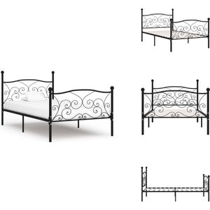 vidaXL Bedframe - Bedframes - Eenpersoonsbed - Eenpersoonsbedden - Bedframe met lattenbodem metaal zwart 100x200 cm