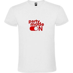 Wit T-Shirt met “ Party Mode On “ afbeelding Rood Size S