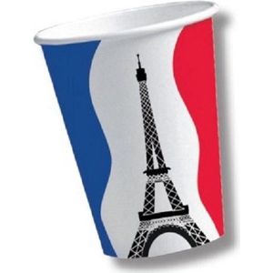 30x stuks Frankrijk thema kartonnen party bekers - Feestartikelen en versieringen