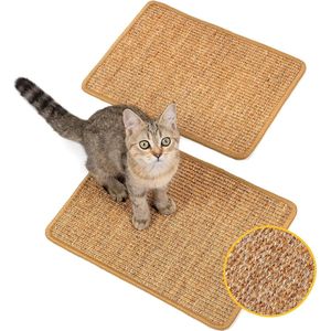 Krasmat kattenwand, natuurlijk sisal krabtapijt voor katten, kattenvloer, krabmat, hoeken, krasbescherming voor banken en banken (XS, 40 x 30 cm)