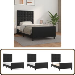 vidaXL Bedframe - Zwart - Kunstleer - 80x200 cm Bed Frame - Slaapcomfort - Hoofdeinde - Kunstleder - Zwarte Kleur