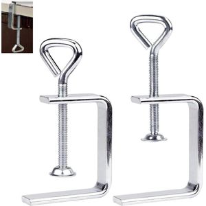 Screw Clamp C Clamp for Woodworking Lifting Rings - Small Adjustable Width Workbench Clamp, 2 Pieces Silver