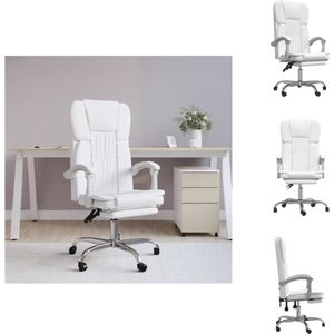 vidaXL Bureaustoel - Verstelbare rugleuning en voetensteun - Duurzaam kunstleer - Wit - 63x56x112.5-122 cm - vidaXL - Bureaustoel