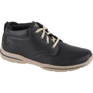 Skechers Harper - Melden leren heren veterboots - Zwart - Maat 45 - Extra comfort - Memory Foam