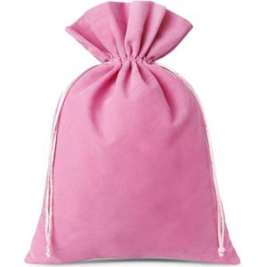 Velours / Fluweel Zakjes – 26x35cm – 3 stuks – Roze – Babyshower Versiering Meisje - Sieradenzakjes – Cadeauzakjes