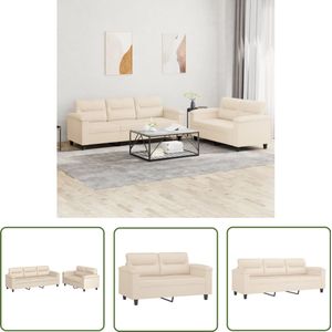 vidaXL Beige Loungeset 2-delig met Kussens Loungebank - Bankstellen - Sofa - Relaxfauteuil - Woonkamer Meubilair