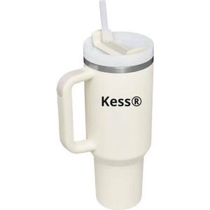 Kess® - Kess Cup - Tumbler met Handvat - Thermosbeker - Travel Mug - Thermosfles - Drinkfles met Rietje