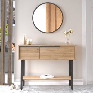 Console tafel Vesanto sidetable 100x29,5x76 cm eikenkleurig en zwart [en.casa]