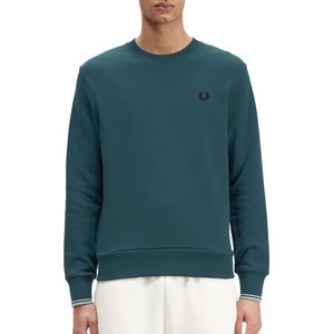 Fred Perry Crew Neck Sweatshirt Truien & Vesten Heren - Sweater - Hoodie - Vest- Petrol - Maat M