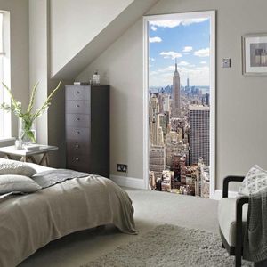 Walplus - Deur Decoratie Sticker - Manhattan Uitzicht - Multicolor