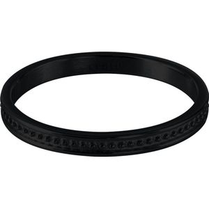 Quiges Stapelring Dames - Vulring Bolletje - RVS Zwart - Maat 22 - Hoogte 2mm