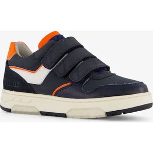 Braqeez leren jongens sneakers blauw oranje - Maat 33