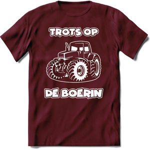 T-Shirt Knaller T-Shirt|Trots op de boerin / Boerenprotest / Steun de boer|Heren / Dames Kleding shirt Trekker / Tractor|Kleur Burgundy|Maat XXL