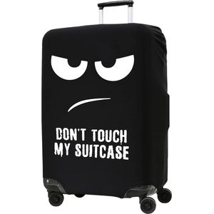 Kofferhoes voor koffer (XL) - elastische kofferbeschermhoes met ritssluiting - reiskoffer beschermhoes, wit zwart, raak mijn koffer niet aan 02-01