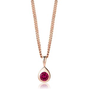 Miore® - Roosgouden Ketting met Rode Robijn - Dames - Verguld 18 Karaat Goud - Rosé - Halsketting - 45 cm - Ruby Red - Handgemaakte Hoogwaardige Sieraden