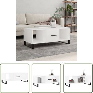 The Living Store Salontafel - Trendy Houten Bijzettafel - 102x50x40 cm - Wit